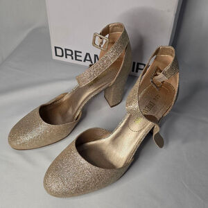 Women's Dream Pairs Gold Glitter Block Heel Pumps US 11